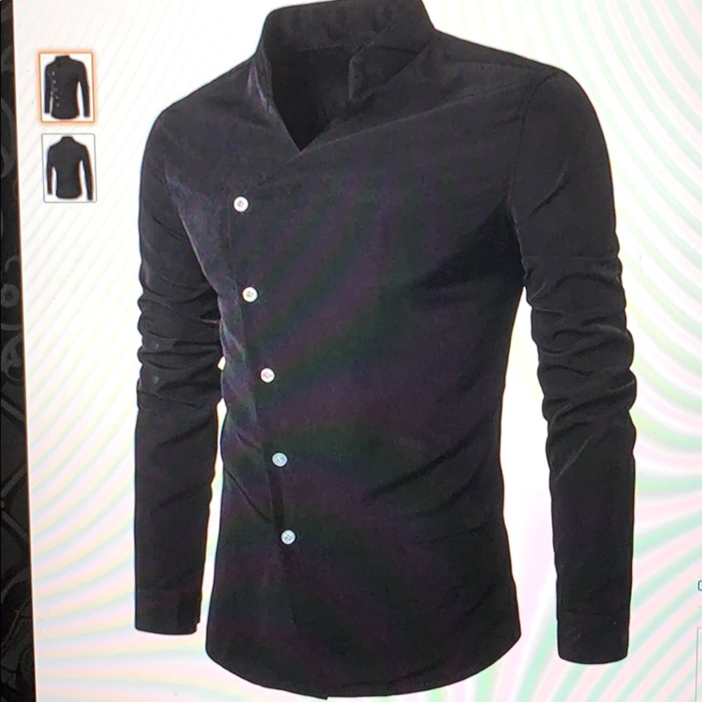 Diagonal buttoned gothic formal shirt